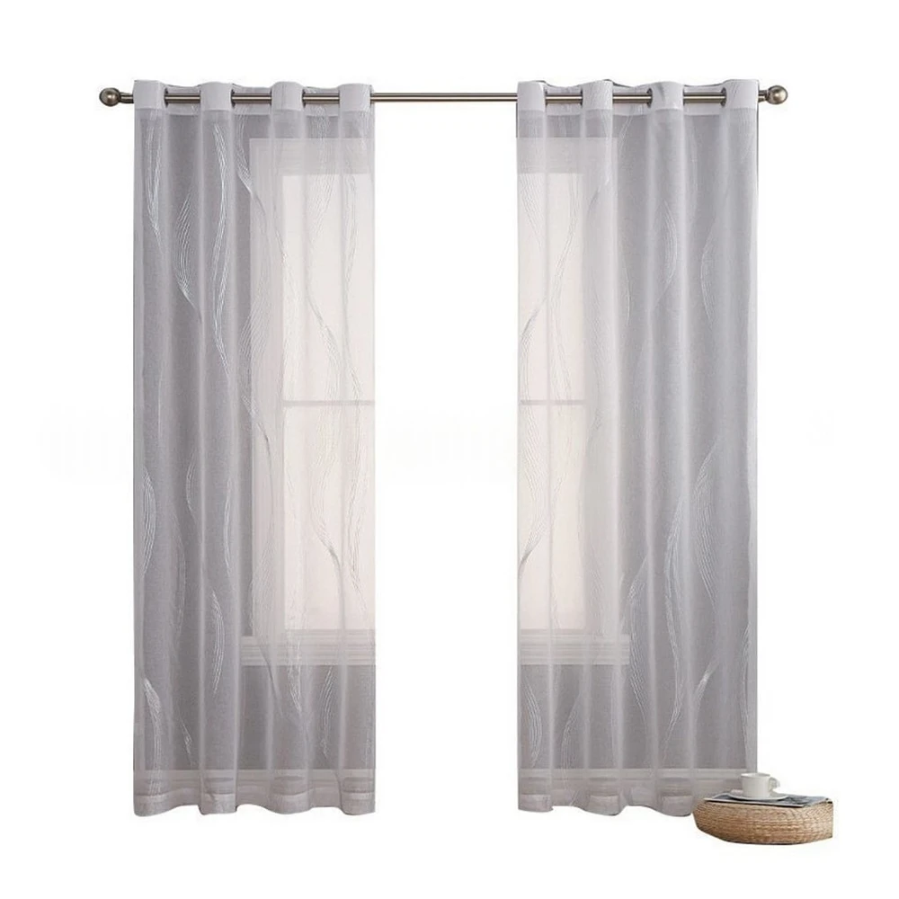 Agger Gardine Transparent Leinenoptik Ösenvorhang Voile, 132x160 cm, 2 Stk.