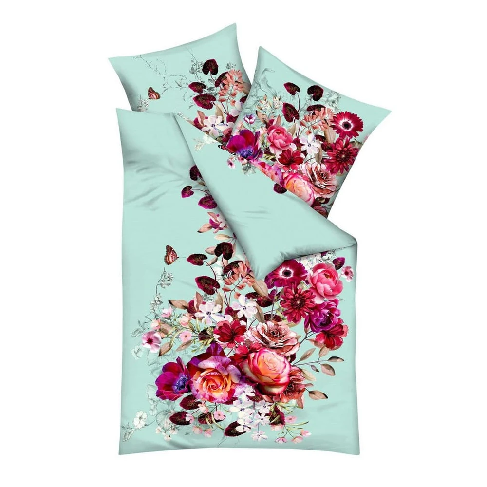 JACK Bettwäsche Mint Romance, Mako-Satin, 2-teilig, Digitaldruck, 135x200 cm