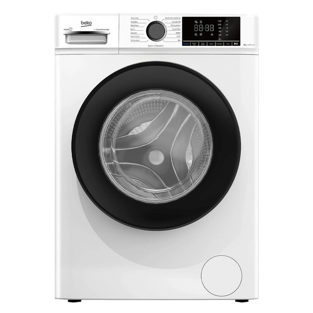 BEKO Waschmaschine BM3WFOE841PSA, 8 kg, 1400 U/min, SteamCure, AddXtra