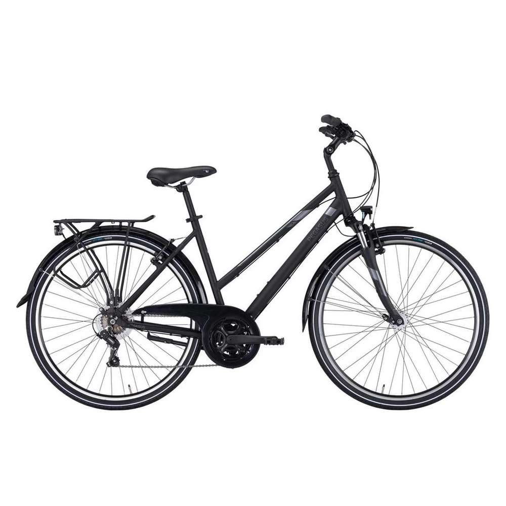 Pegasus Trekkingrad Piazza 21 Damen Trapez schwarz 2026, 21 Gang Shimano