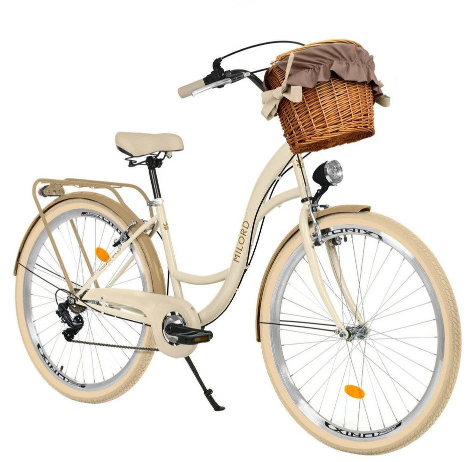Milord Cityrad 28/26 Zoll, Creme-Braun, 7-Gang, Weidenkorb, Damen