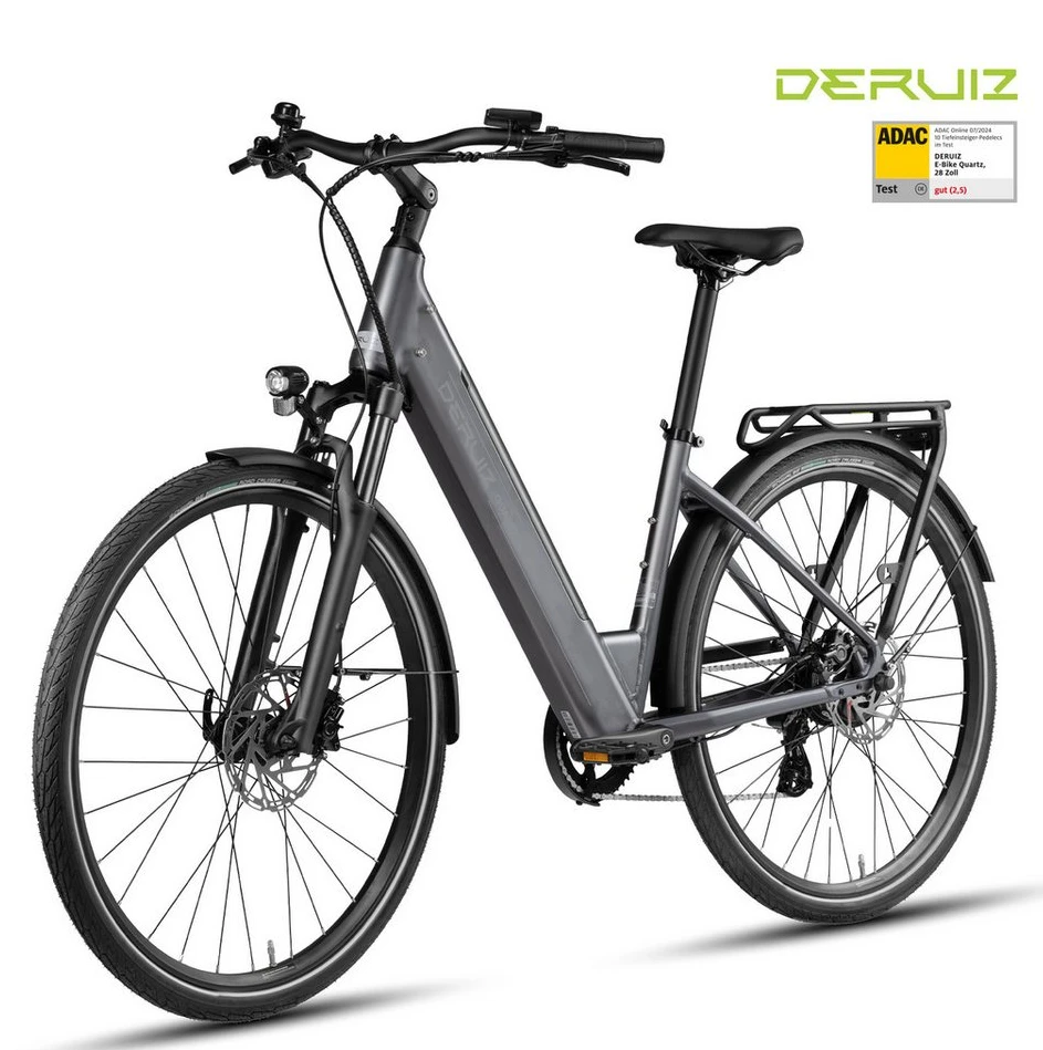 DERUIZ E-Bike Cityrad 28 Zoll, 160km, Bluetooth & APP, 8 Gang Shimano, 644 Wh