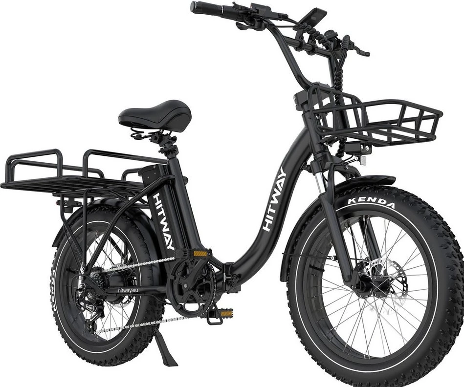 HITWAY E-Bike Cityrad 20x4 Zoll, 48V 27Ah Akku, 7-Gang Shimano, Klapprad