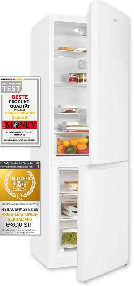 exquisit KGC320-95-E-040C Kühl-/Gefrierkombination, 315 l, 185,8 cm, weiß
