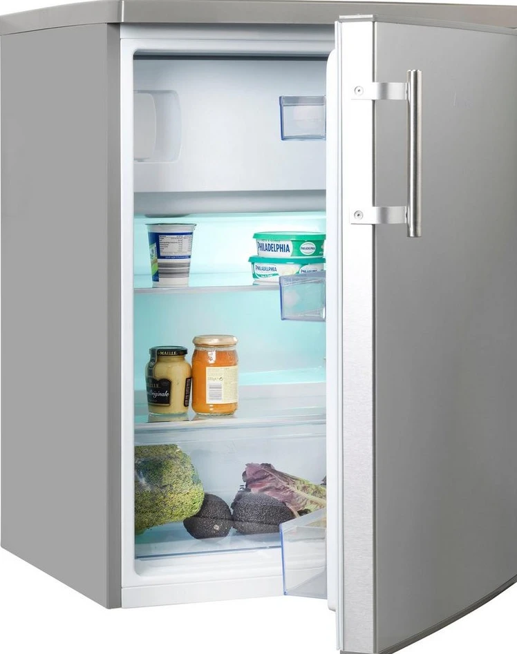Amica KS 361 115-1 E Table-Top-Kühlschrank, 136 l, 85 cm, Edelstahloptik