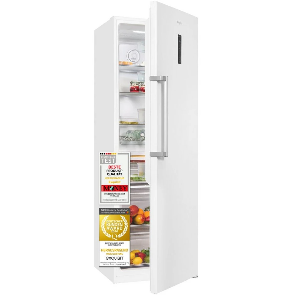 exquisit KS5360-V-HE-040C Vollraumkühlschrank, 359 l, 185 cm, Energieklasse C