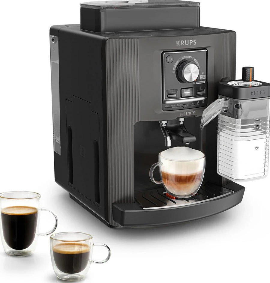 Krups EA402H Serenity Milk Kaffeevollautomat, 1,7 l, 5 Getränke, Schwarz