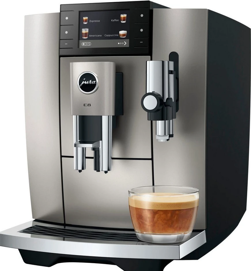 JURA E8 (ED) 15712 Kaffeevollautomat, Midnight Silver, 27 Spezialitäten, WiFi
