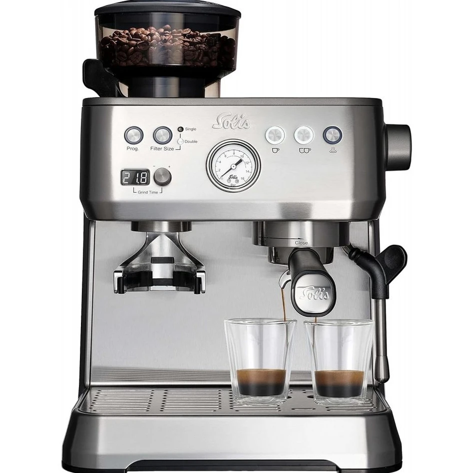 Solis Grind & Infuse Perfetta Siebträgermaschine, 15 bar, Zero Static Mühle