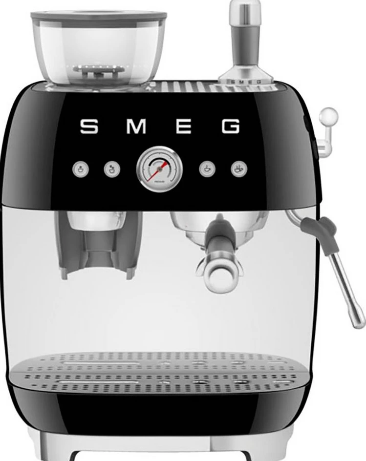 Smeg EGF03BLEU Siebträgermaschine mit Kegelmahlwerk, 2,4 l, 1650 W, schwarz