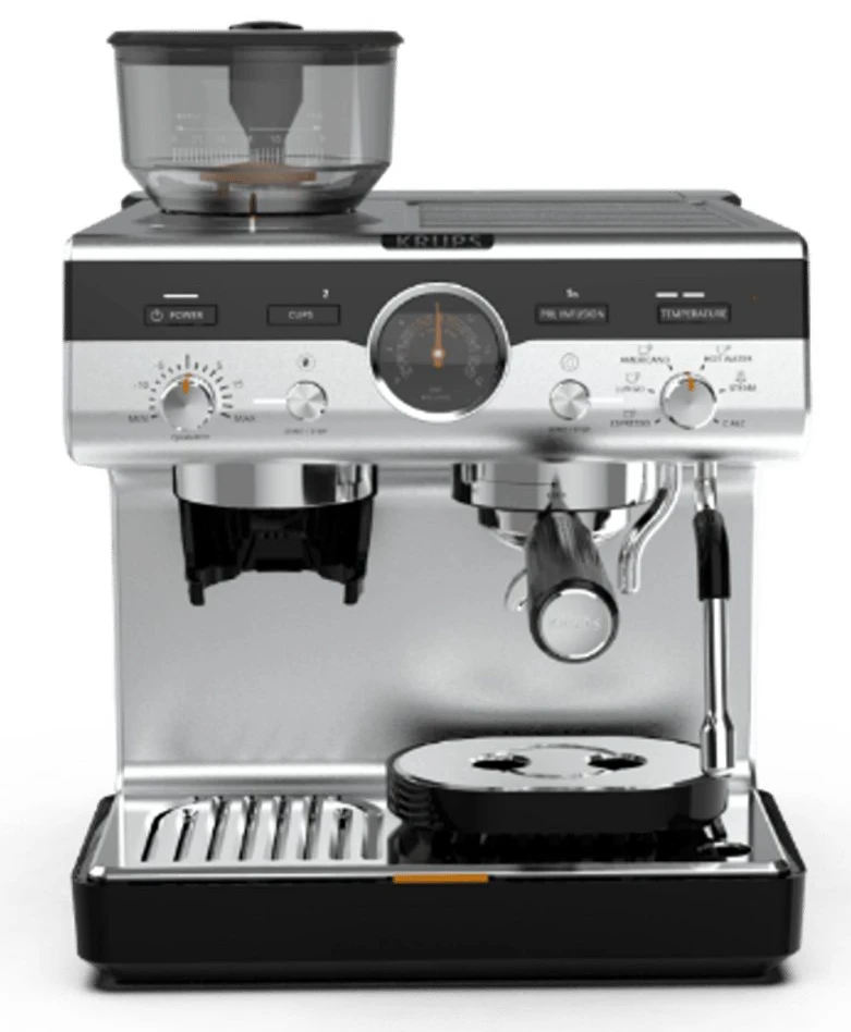 img-1788637527740-899884.webp Krups XP804T Precision+ Siebträgermaschine, Edelstahl-Mahlwerk, 30 Mahlstufen – Bild 1