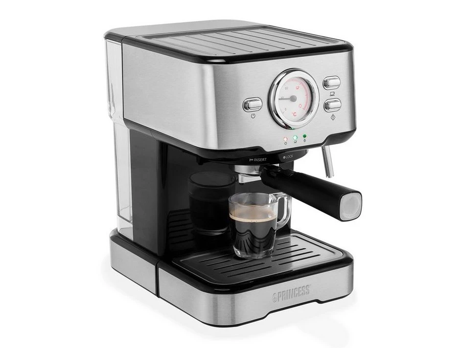 PRINCESS Siebträgermaschine, 1100 W, 20 bar, 1,5 l, ESE-Pad-Adapter