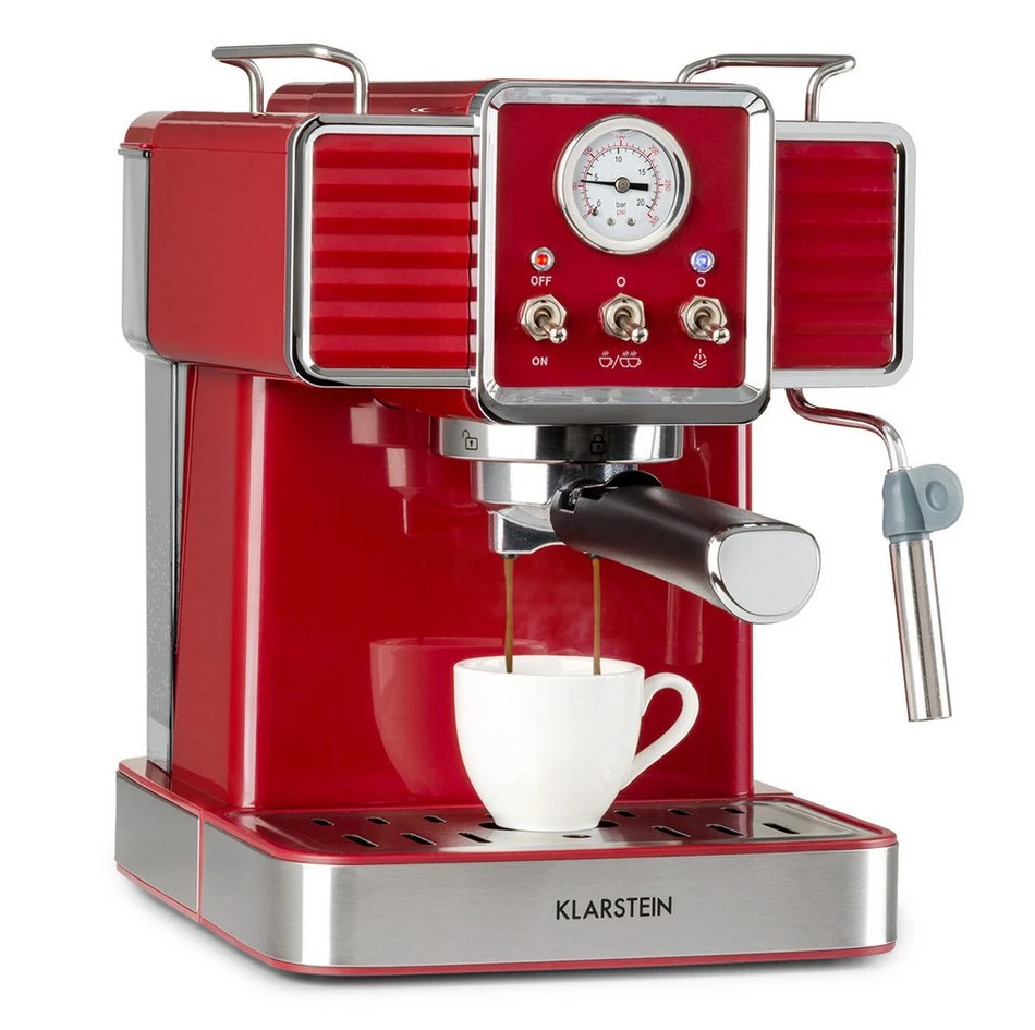Klarstein Gusto Classico Espressomaschine, 1350 W, 20 bar, 1,5 l, rot